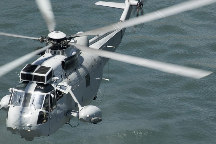 A Royal Australian Navy rescue helicopter in flight