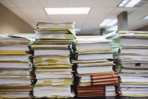 Stacks of collated tender process documents