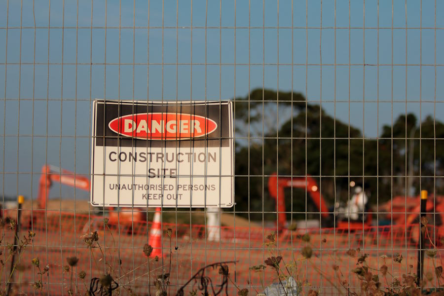 a Danger sign on a construction site in Australia