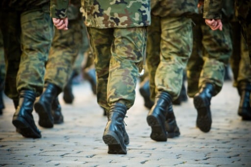 Soldiers March In Formation